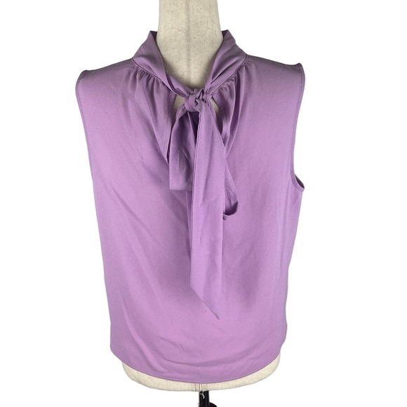 1.‎ STATE SLEEVELESS MOCK TIE NECK BLOUSE IN VIOLET TULLE NWT WOMEN'S SIZE LARGE - Picture 8 of 15